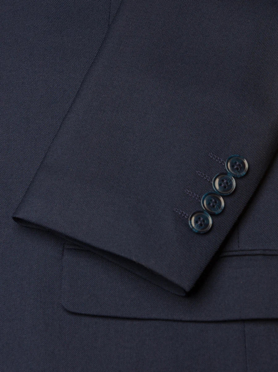 JAX MENS NAVY 2 BUTTON NOTCH LAPEL PICK STITCHING 3 PC SLIM FIT SUIT