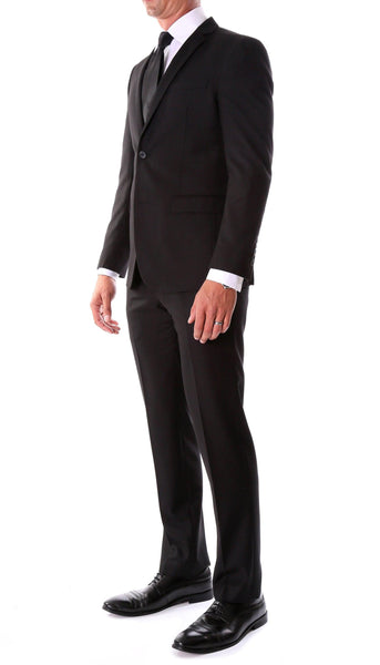 Oslo Black Notch Lapel 2 Piece Slim Fit Suit - Ferrecci USA 