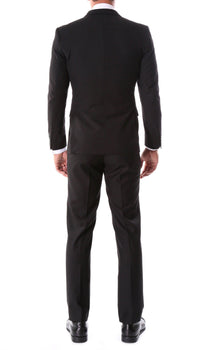 Oslo Black Notch Lapel 2 Piece Slim Fit Suit - Ferrecci USA 