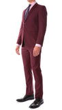 Oslo Burgundy Notch Lapel 2 Piece Slim Fit Suit - Ferrecci USA 