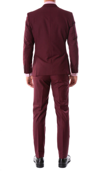 Oslo Burgundy Notch Lapel 2 Piece Slim Fit Suit - Ferrecci USA 