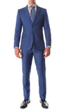 Oslo Indigo Blue Slim Fit Notch Lapel 2 Piece  Suit - Ferrecci USA 