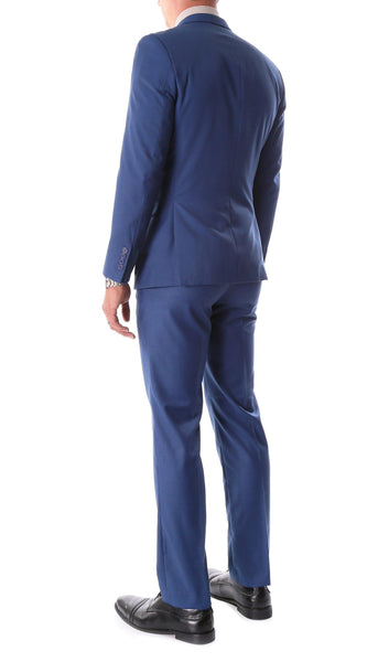 Oslo Indigo Blue Slim Fit Notch Lapel 2 Piece  Suit - Ferrecci USA 