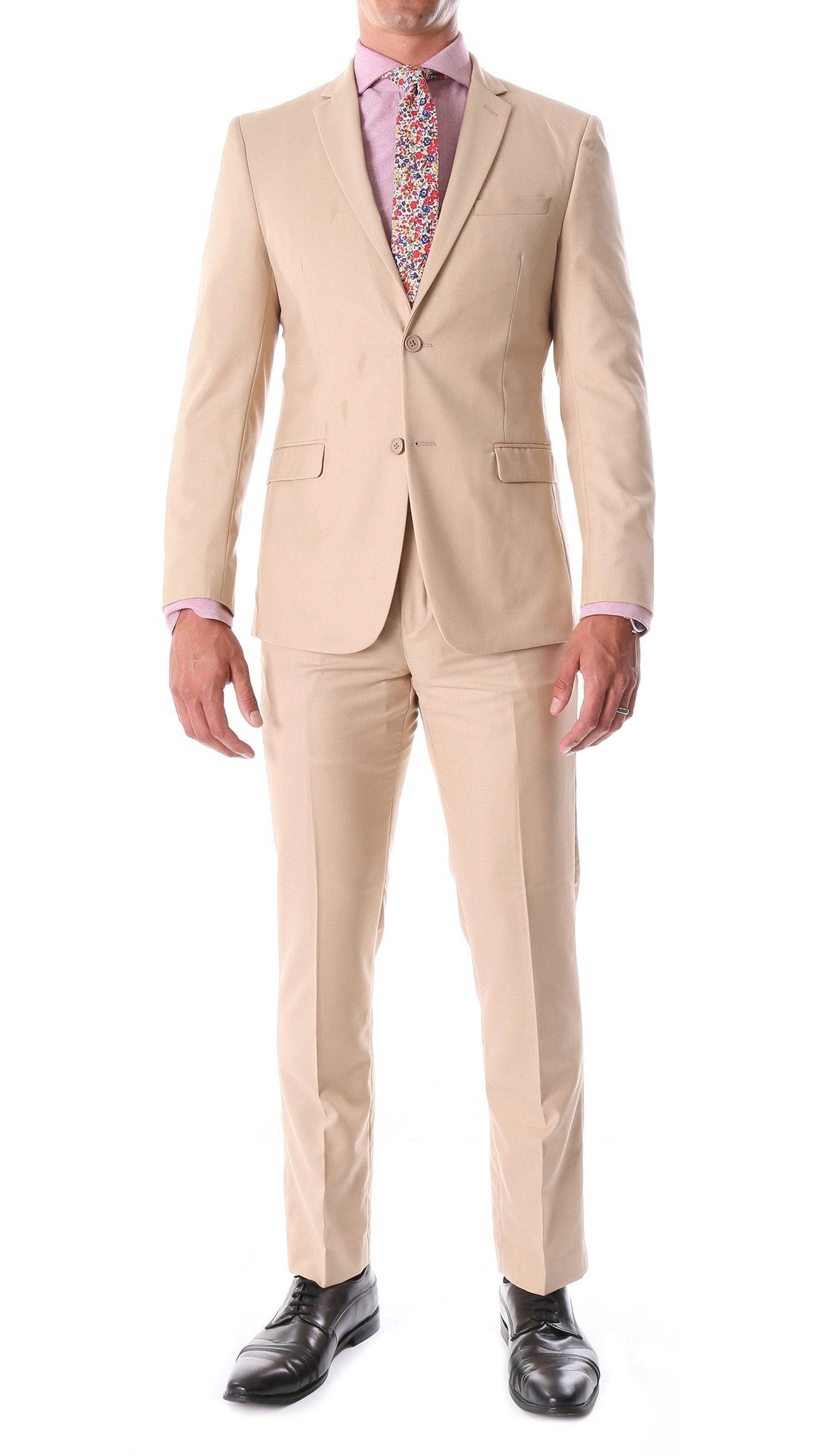 Oslo Tan Notch Lapel 2 Piece Suit Slim Fit - Ferrecci USA 