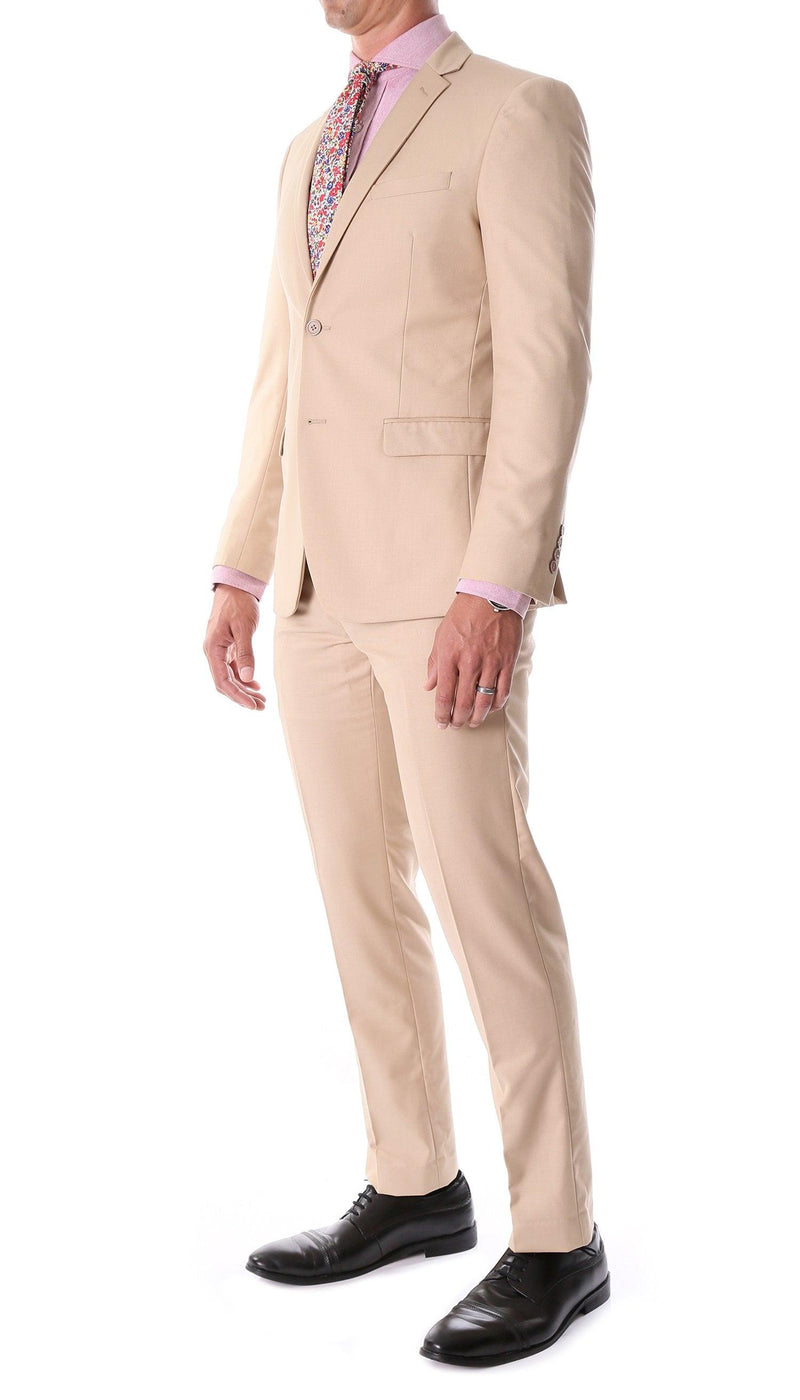 Oslo Tan Notch Lapel 2 Piece Suit Slim Fit - Ferrecci USA 