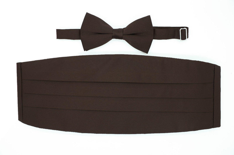 Satine Brown Bow Tie & Cummerbund Set - Ferrecci USA 