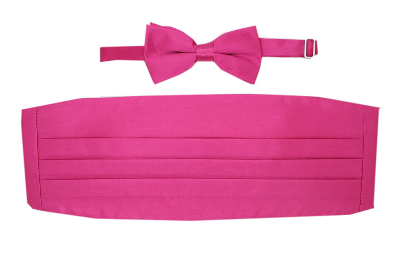 Satine Fuchsia Bow Tie & Cummerbund Set - Ferrecci USA 