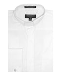 White Clergy Deacon Bishop Priest Mandarin Collar Dress Shirt - Ferrecci USA 