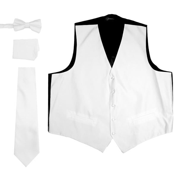Ferrecci Mens Solid White Wedding Prom Grad Choir Band 4pc Vest Set - FHYINC best men's suits, tuxedos, formal men's wear wholesale