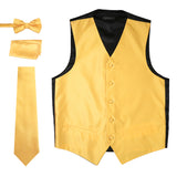 Ferrecci Mens Solid Gold Wedding Prom Grad Choir Band 4pc Vest Set - FHYINC best men's suits, tuxedos, formal men's wear wholesale