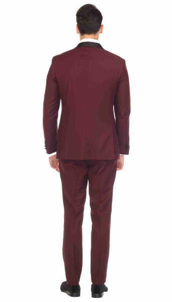 Ferrecci Men's Reno Burgundy Slim Fit Shawl Lapel 2 Piece Tuxedo Suit Set