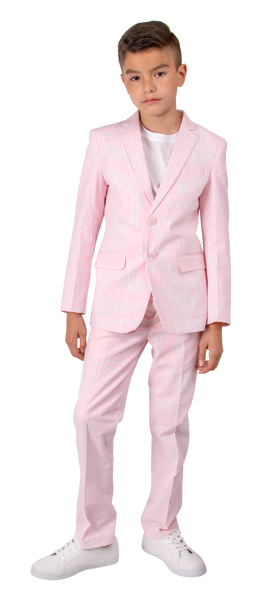 Ferrecci Boys Seersucker 2pc Suit Set Pink