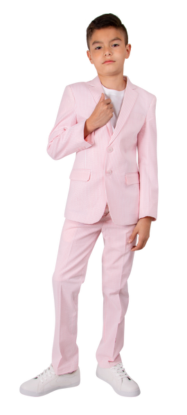 Ferrecci Boys Seersucker 2pc Suit Set Pink