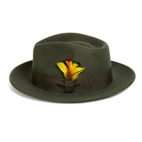 Crushable Olive Green 100% Australian Wool Fedora Hat
