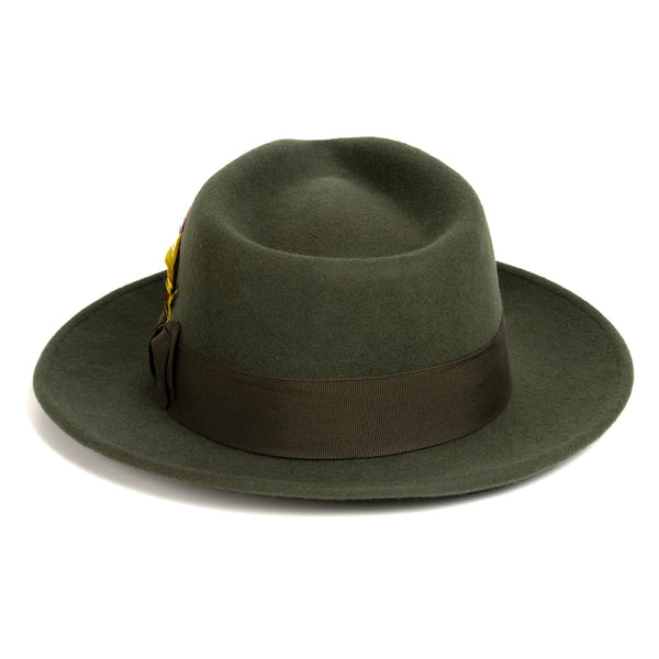 Crushable Olive Green 100% Australian Wool Fedora Hat