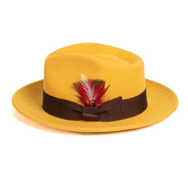Crushable Mustard 100% Australian Wool Fedora Hat