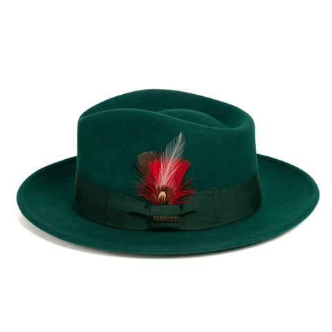 Crushable Hunter Green 100% Australian Wool Fedora Hat