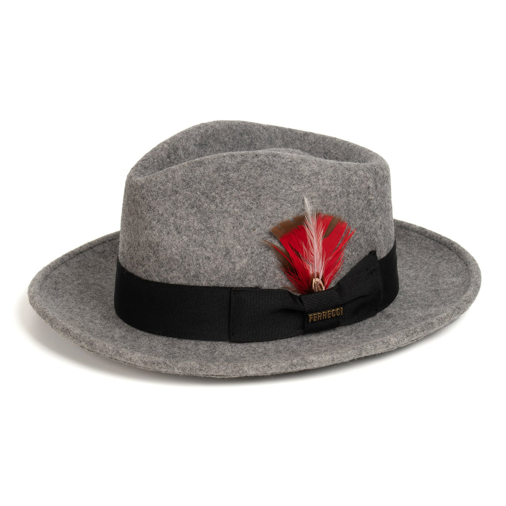 Crushable Grey Melange 100% Australian Wool Fedora Hat