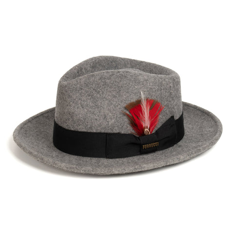 Crushable Grey Melange 100% Australian Wool Fedora Hat