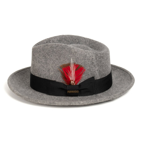 Crushable Grey Melange 100% Australian Wool Fedora Hat