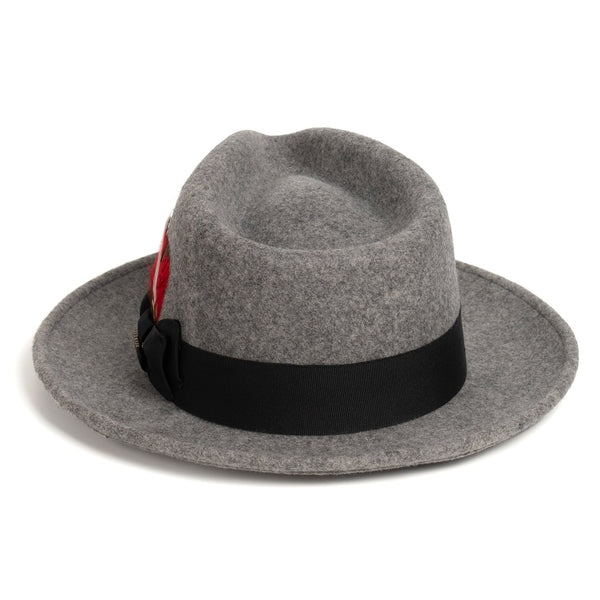 Crushable Grey Melange 100% Australian Wool Fedora Hat