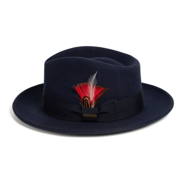 Crushable Navy 100% Australian Wool Fedora Hat