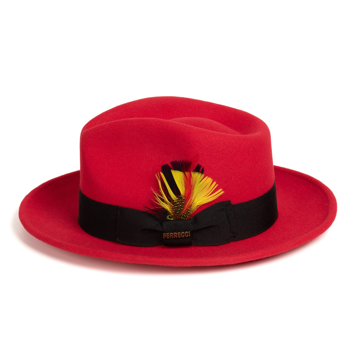 Crushable Red/Black 100% Australian Wool Fedora Hat