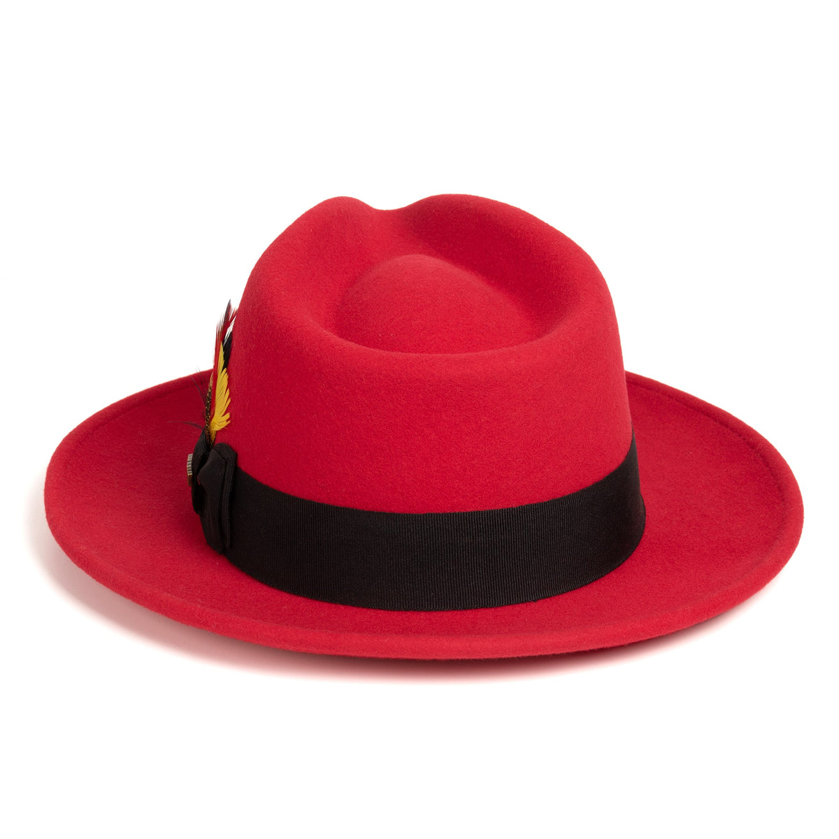 Crushable Red/Black 100% Australian Wool Fedora Hat
