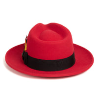 Crushable Red/Black 100% Australian Wool Fedora Hat