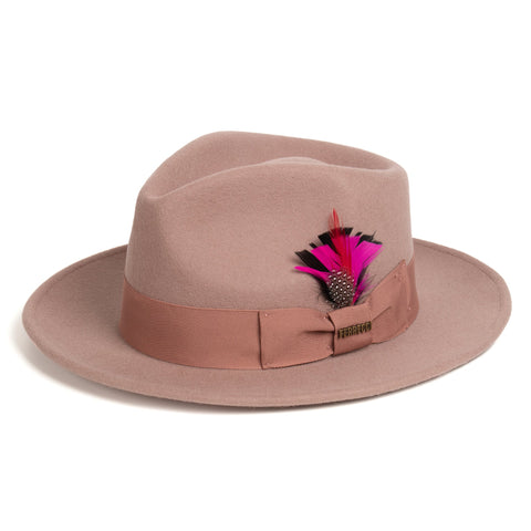 Crushable Dusty Pink 100% Australian Wool Fedora Hat