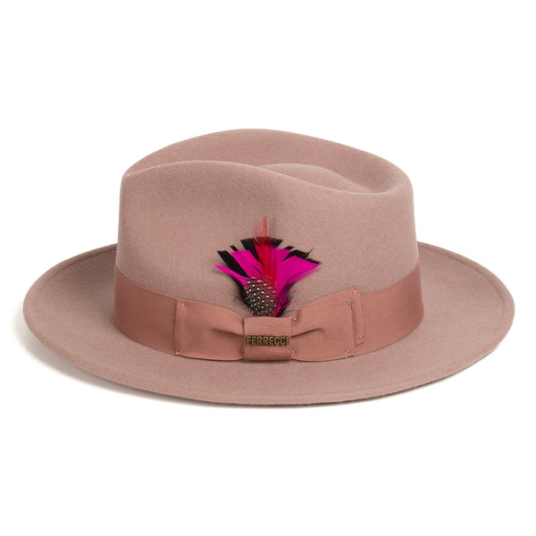 Crushable Dusty Pink 100% Australian Wool Fedora Hat
