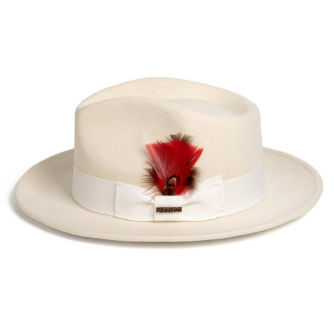 Crushable Off-White 100% Australian Wool Fedora Hat