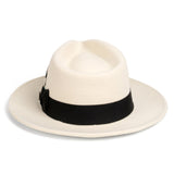 Crushable White/Black 100% Australian Wool Fedora Hat