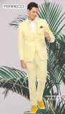 Ferrecci Cotton Slim fit Yellow Notch Lapel 2 Button Seersucker Suit Vest Optional
