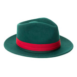 Grayson Fedora Crushable 100 % Australian Wool Traveler Two Tone Hunter Green And Red Bottom Hat