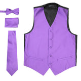 Ferrecci Mens Solid Purple Wedding Prom Grad Choir Band 4pc Vest Set - FHYINC best men's suits, tuxedos, formal men's wear wholesale