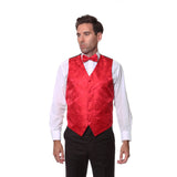 Ferrecci Mens Red Paisley Wedding Prom Grad Choir Band 4pc Vest Set - FHYINC best men's suits, tuxedos, formal men's wear wholesale