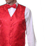 Ferrecci Mens Red Paisley Wedding Prom Grad Choir Band 4pc Vest Set - FHYINC best men's suits, tuxedos, formal men's wear wholesale