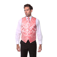 Ferrecci Mens Coral Paisley Wedding Prom Grad Choir Band 4pc Vest Set - FHYINC best men's suits, tuxedos, formal men's wear wholesale