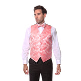 Ferrecci Mens Coral Paisley Wedding Prom Grad Choir Band 4pc Vest Set - FHYINC best men's suits, tuxedos, formal men's wear wholesale