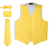 Ferrecci Mens Solid Yellow-Grey Wedding Prom Grad Choir Band 4pc Vest Set - FHYINC best men's suits, tuxedos, formal men's wear wholesale