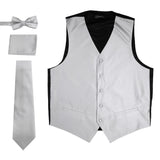 Ferrecci Mens Solid Grey Wedding Prom Grad Choir Band 4pc Vest Set - FHYINC best men's suits, tuxedos, formal men's wear wholesale