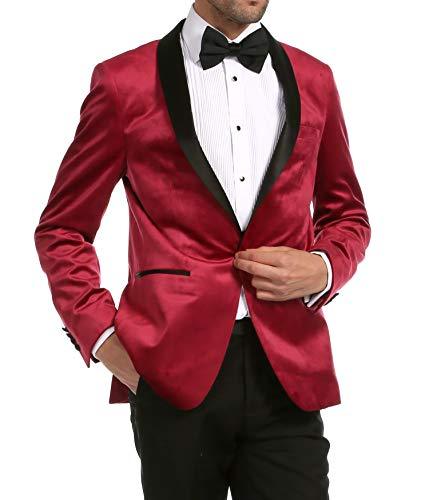 Enzo Burgundy Velvet Slim Fit Shawl Lapel Tuxedo Men's Blazer - FHYINC best men's suits, tuxedos, formal men's wear wholesale