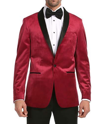 Enzo Burgundy Velvet Slim Fit Shawl Lapel Tuxedo Men's Blazer - FHYINC best men's suits, tuxedos, formal men's wear wholesale