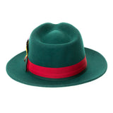 Grayson Fedora Crushable 100 % Australian Wool Traveler Two Tone Hunter Green And Red Bottom Hat