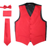 Ferrecci Mens Solid Red Wedding Prom Grad Choir Band 4pc Vest Set - FHYINC best men's suits, tuxedos, formal men's wear wholesale