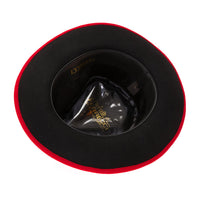 Grayson Fedora Crushable 100 % Australian Wool Traveler Two Tone Red And Black Bottom Hat