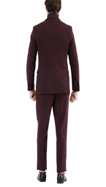 Bradford Burgundy Slim Fit 3 Piece Tweed Suit