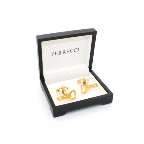 Goldtone Bottle Opener Cuff Links With Jewelry Box