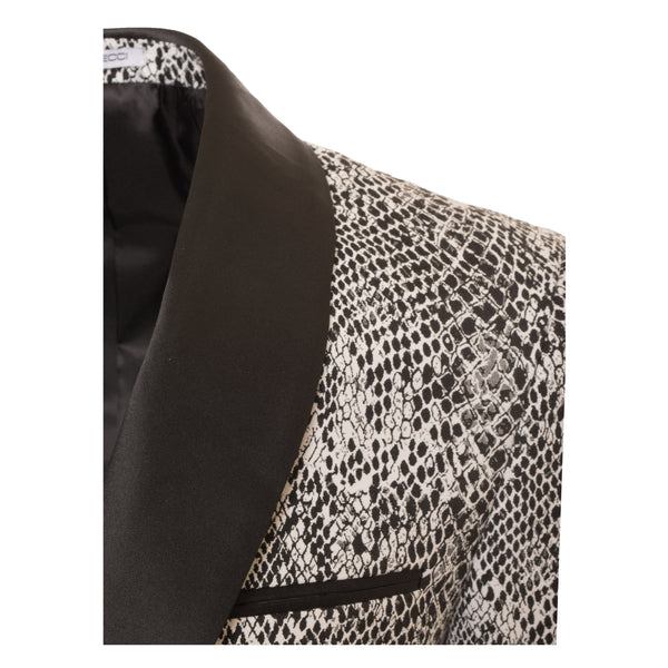 Ash Black and White Snake Skin Tuxedo Blazer - FHYINC best men's suits, tuxedos, formal men's wear wholesale